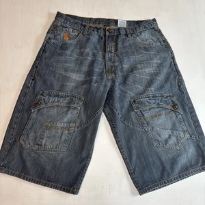 Pantaloncini jeans uomo vintage Y2K Miskeen taglia 38 larghi 6 tasche cargo anni 2000 - Foto 1 di 12