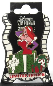 Disney Pin Soda Fountain LE 300 Jessica Rabbit Christmas Present Gift Box - Picture 1 of 3