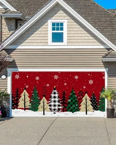 Christmas Garage Door Banner Cover 7 x 8 ft, Christmas Tree Winter Snowflae R... - Bild 1 von 6