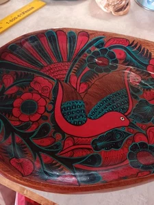 Vintage Holzplatte handbemalt Birnenform signiert - Bild 1 von 8