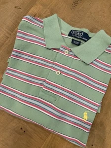 Polo by Ralph Lauren Große L Gestreiftes Kurzarm Polo 100% Baumwolle Rugby Grün - Bild 1 von 10
