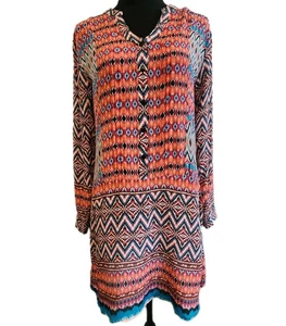 Feathers by Tolani Dress S Anthropologie Tribal Boho Tunic Festival Top Aztec - Picture 1 of 10