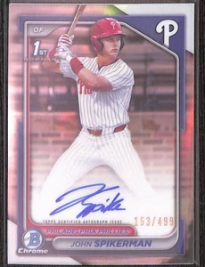 John Spikerman 2024 Bowman Draft Chrome 1st RC Rookie Refractor AUTO /499 - Bild 1 von 2