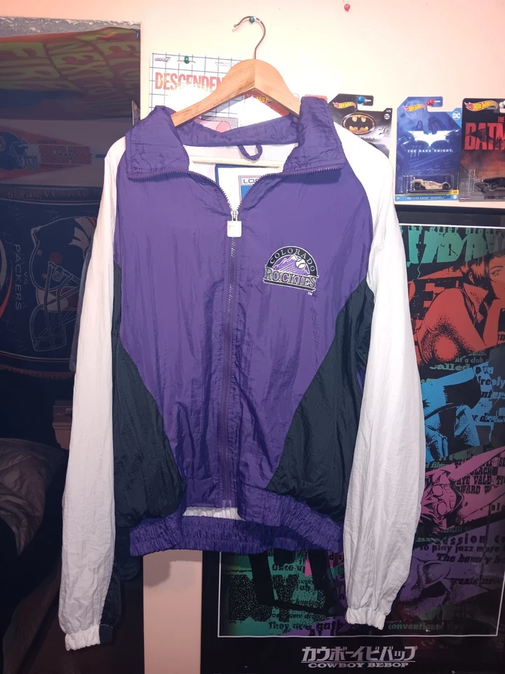 Vintage Logo7 Purple White Colorado Rockies Windbreaker Size Large Made In Korea - Image 1 of 4