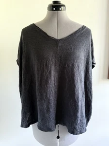 Camiseta sin mangas EILEEN FISHER de lino orgánico con cuello redondo gris talla grande - Imagen 1 de 6