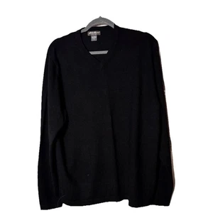 Eddie Bauer Men’s 100% Merino Wool Sweater Black Lightweight Career Wear Casual - Picture 1 of 4