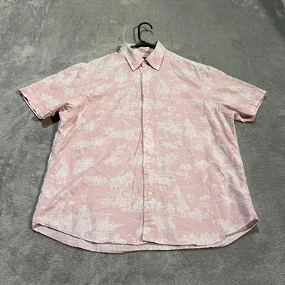 Ralph Lauren Shirt Mens Large Pink Hawaiian Linen Cotton Classic Fit Aloha - Image 1 of 4