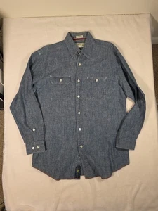 Orvis Hemd blau Chambray Hanf Bio-Baumwolle Knopfleiste Herren M Chore Shirt gebraucht, in einwandfreiem Zustand - Bild 1 von 11