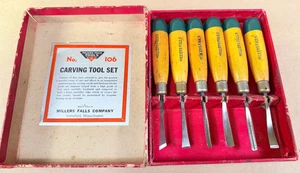 NICE Vintage MILLERS FALLS 6 pc Carving Tool Chisel Set No. 106 W/ Box USA - Picture 1 of 17