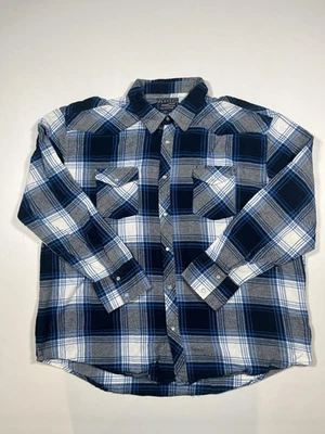 Camisa de franela de cactus para hombre 2XL azul gris a cuadros botón delantero manga larga occidental Foto 1 de 4