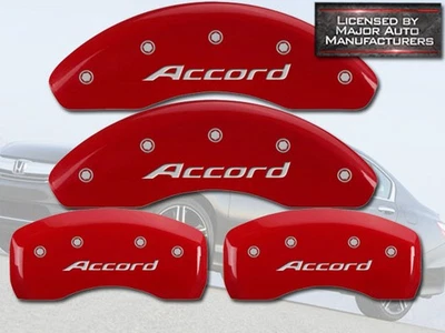 Juego de 4 cubiertas de pinzas de disco de freno MGP rojas delanteras + traseras Honda "Accord" 2013-2017 Foto 1 de 4