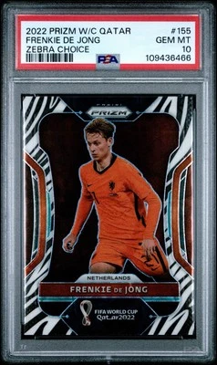 Frenkie De Jong PSA 10 2022 帕尼尼 Prizm 国际足联世界杯卡塔尔选择斑马 — 第 1/4 张图片