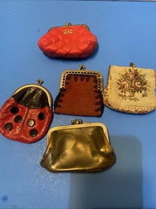 Lote De Colección De 5 Monederos Monederos Tapices Florales-Cuero y Tejido Cremallera/Beso Bloqueo - Imagen 1 de 11