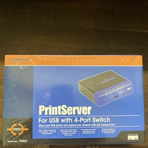 Cisco Linksys PrintServer For USB 4-Port Switch PSUS4 New Sealed - Afbeelding 1 van 2