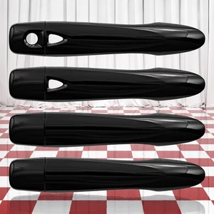 Juego de 4 cubiertas de manija de puerta negras brillantes con llave inteligente para Nissan Kicks 2016-2019 - Imagen 1 de 3