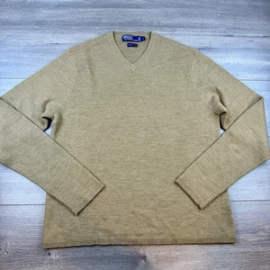 Vintage 90s Polo By Ralph Lauren Merino Wool V-Neck Sweater Men's Large Brown Beige - Bild 1 von 14