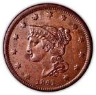 1841 Small Date Braided Hair Large Cent Almost Uncirculated Au Coin Light Scrat