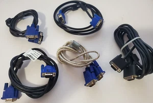 5x 15 PIN Black SVGA SUPER VGA Monitor M/M Male To Male Cable CORD PC & TV Black - Picture 1 of 1
