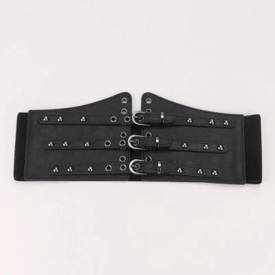 Cinturón corsé elástico estilo punk negro para mujer con cintura ancha gótico talla grande