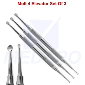 Set Of 3 Dental Molt 4 Periosteal Elevators Bone Curette Surgical Instruments CE - Picture 1 of 4