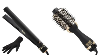 Hot Tools Pro Artist BlackGold Evolve Ionic Flat Iron & 24K Gold OneStep Volumiz - Image 1 of 4