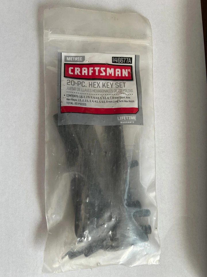 Craftsman 20 Pc. Metric Hex Allen Key Wrench Set Part #46677A, Short & Long Keys - Image 1 of 1