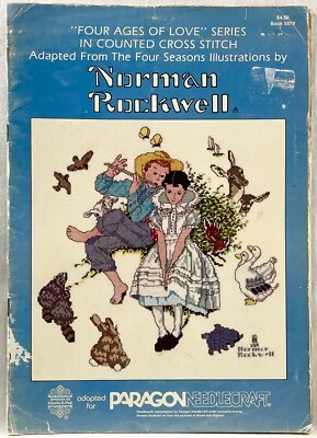 1980s Paragon Norman Rockwell 4 Ages Of Love Series Cross Stitch Booklet 15709 - Image 1 of 4