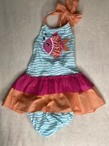 Ricrac & Ruffles 18M Halter Dress Blue Fish Keep Swimming NWOT - Bild 1 von 2