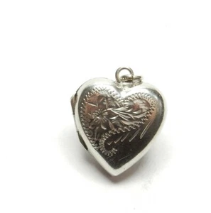 Vintage Blume Medaillon Anhänger 925 Sterling Silber Liebe Herzform 2,8g - Bild 1 von 6