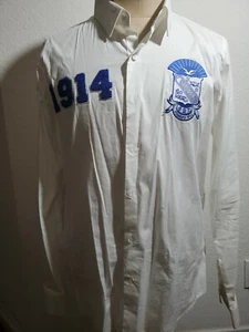 Phi Beta Sigma Fraternity Long Sleeve Button up Shirt PRE-OWNED CONDITION LARGE - Picture 1 of 5