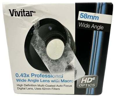 NIB 58mm Vivitar 37W-72W 0.43x Deluxe Hi-Definition Wide Angle Lens - Image 1 of 4