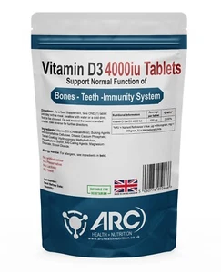 Vitamin D3 4000iu 250 Tablets | Immune Support, Bones - Picture 1 of 10