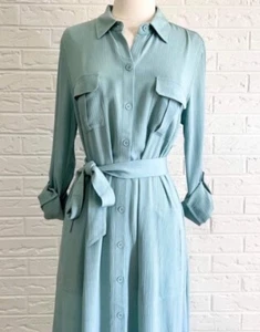 NWT Soft Surroundings Aqua Maxi Boho Button Down Shirt Dress Size 1X - Picture 1 of 8