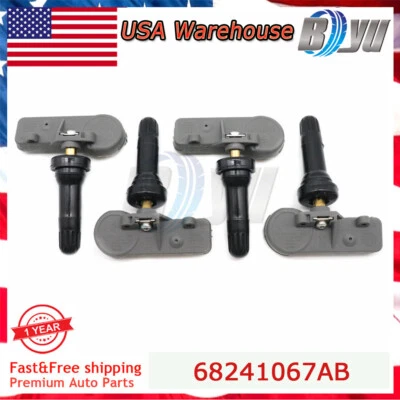4PC 68241067AB NEW TIRE PRESSURE SENSOR TPMS FOR CHRYSLER JEEP DODGE 56029398AB - Image 1 of 4