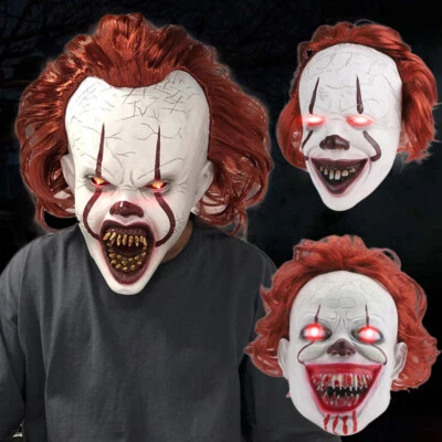 Halloween Pennywise Maske Latex Horror Kopfbedeckung Leuchten Party Maske DHL - Bild 1 von 4