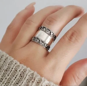 Anillo puro pesado hecho a mano de plata esterlina 925 liso para mujer regalo de Navidad - Imagen 1 de 8