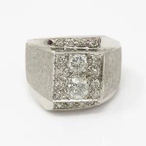 NYJEWEL 14k White Gold Diamonds Signet Ring - Picture 1 of 6