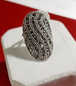 New, Antique Beautiful handcrafted with Black CZ stone, Ladies Ring, Size 7,8,9 - Picture 1 of 5