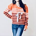Free People Nwt Complete Me Pullover Striped Sweater Alpaca Medium M Orange