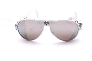 Gletscherbrille Pilot Weiss Silber Spiegel Seitenschutz Gespinstbügel UV C8 - Bild 1 von 4