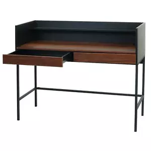 B-Ware Schreibtisch MCW-J79, Bürotisch, Schublade 120x50cm Metall Walnuss-Optik - Bild 1 von 12