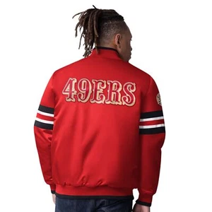 fanatics San Francisco 49ers Starter Scout I Full-Snap Varsity Jacket - Scarlet - Picture 1 of 4