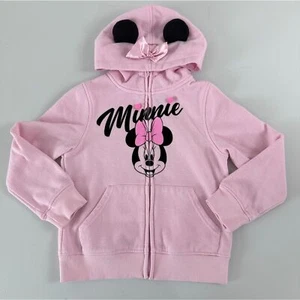 Disney Junior Girls Minnie Mouse Pink Zip Up Hoodie Size 7 - Picture 1 of 9