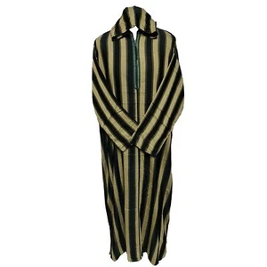 Miscela cotone con cappuccio da uomo verde scuro beige marocchino manica lunga misto cotone Thobe Jubba D... - Foto 1 di 4
