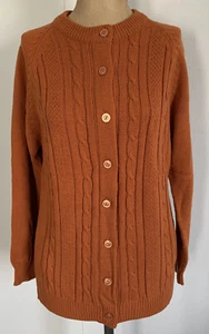 Fully Fashioned Society Strickjacke Pullover Zopfmuster Acryl Gr. 38 Burnt Orange Vintage - Bild 1 von 8