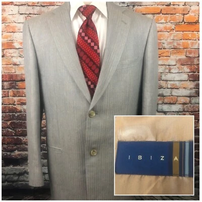 Abrigo deportivo Ibiza Corrida para hombre a rayas doradas seda lino mezcla lana 40 regular Foto 1 de 4