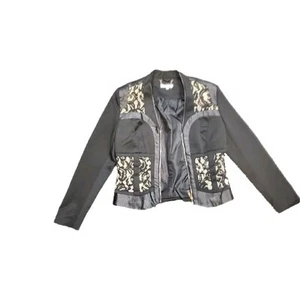 Faux Leather Black Lace Jacket - Picture 1 of 6