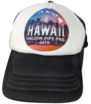 Volcom Surf Pipe Black Hawaii Beach Vacation Trucker Hat Cap Snapback Adjust - Image 1 of 4