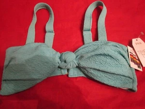 Time and Tru Popcorn Texture Bandeau Swim Top Bikini Women’s Size M 8-10 Green - Picture 1 of 3
