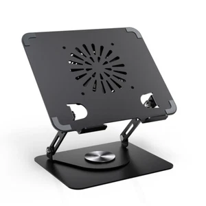 Foldable Laptop Stand Ergonomic Riser 360° Rotating Bracket with Cooling Fan - Picture 1 of 10